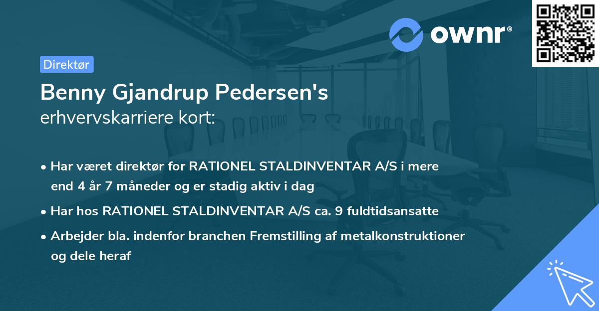 Benny Gjandrup Pedersen's erhvervskarriere kort