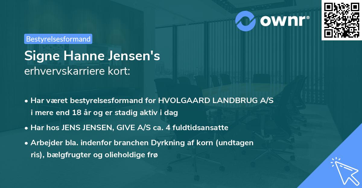 Signe Hanne Jensen's erhvervskarriere kort