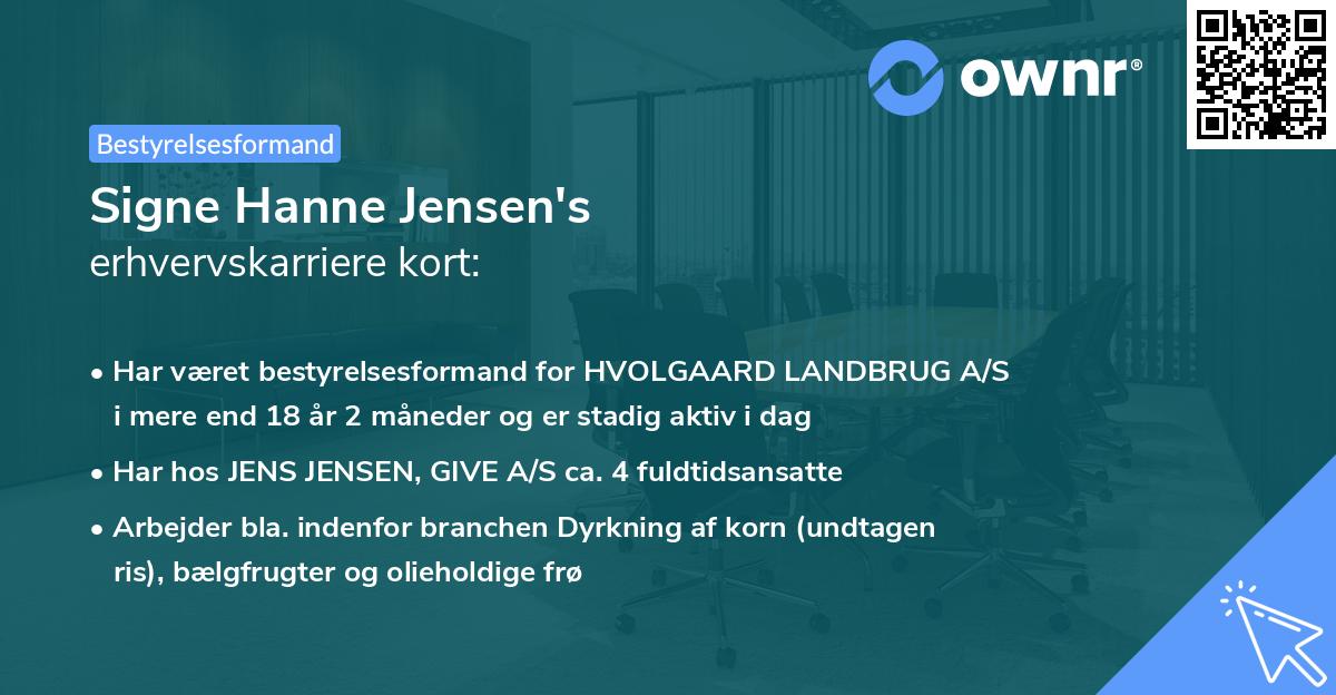 Signe Hanne Jensen's erhvervskarriere kort