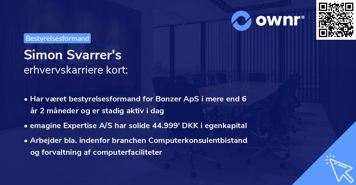 Simon Svarrer's erhvervskarriere kort