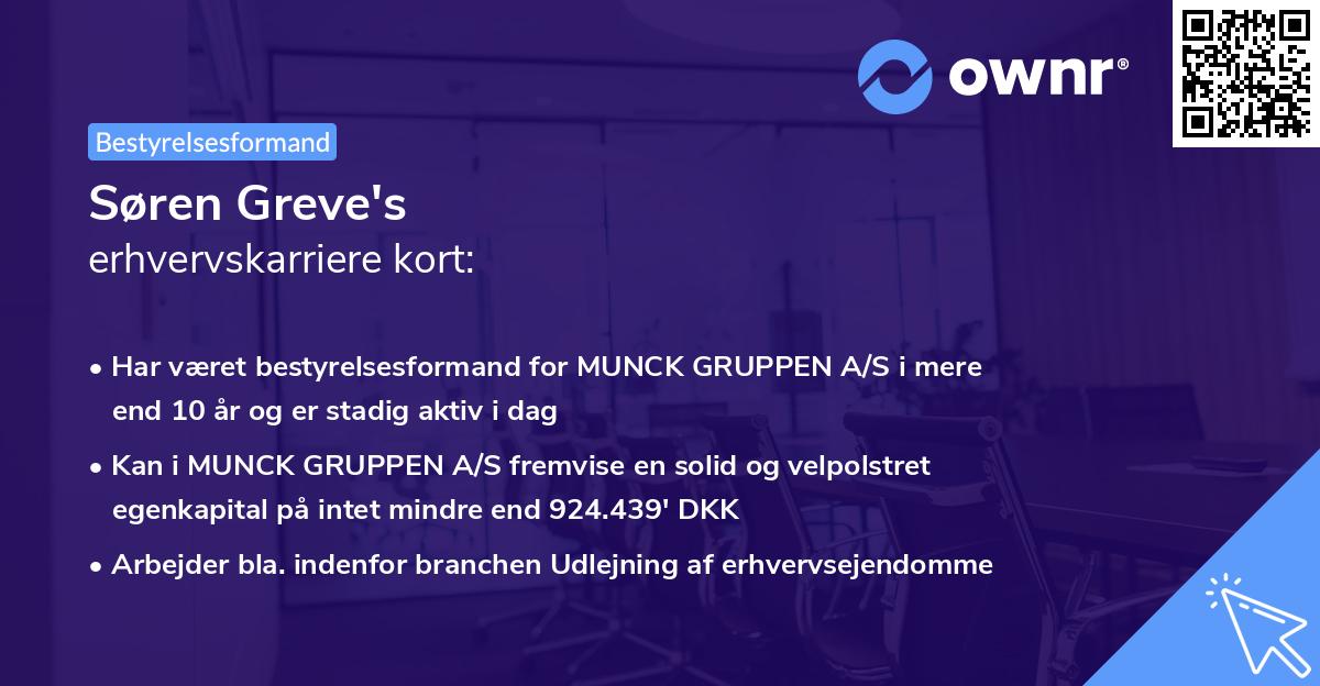 Søren Greve's erhvervskarriere kort