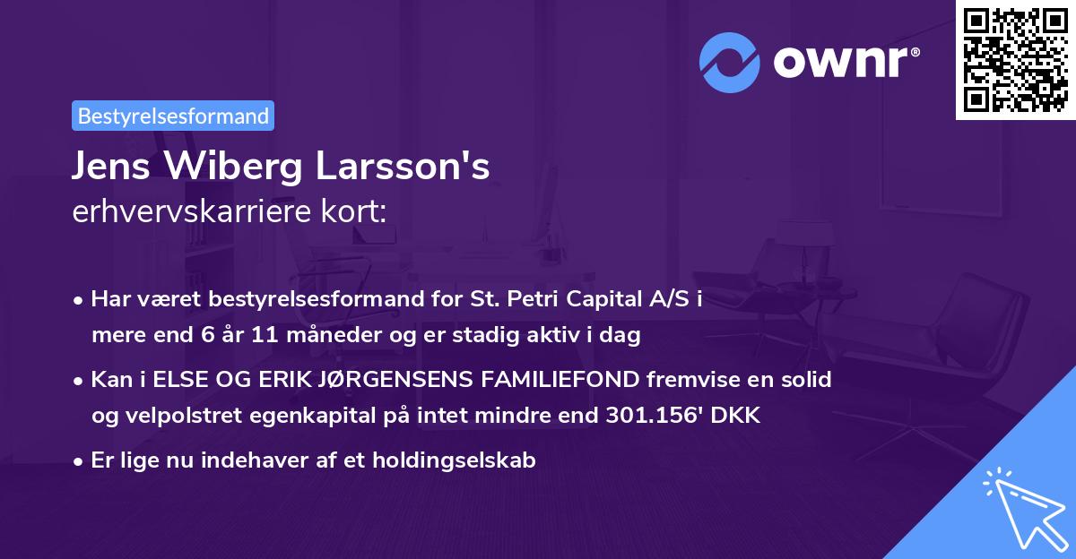 Jens Wiberg Larsson's erhvervskarriere kort