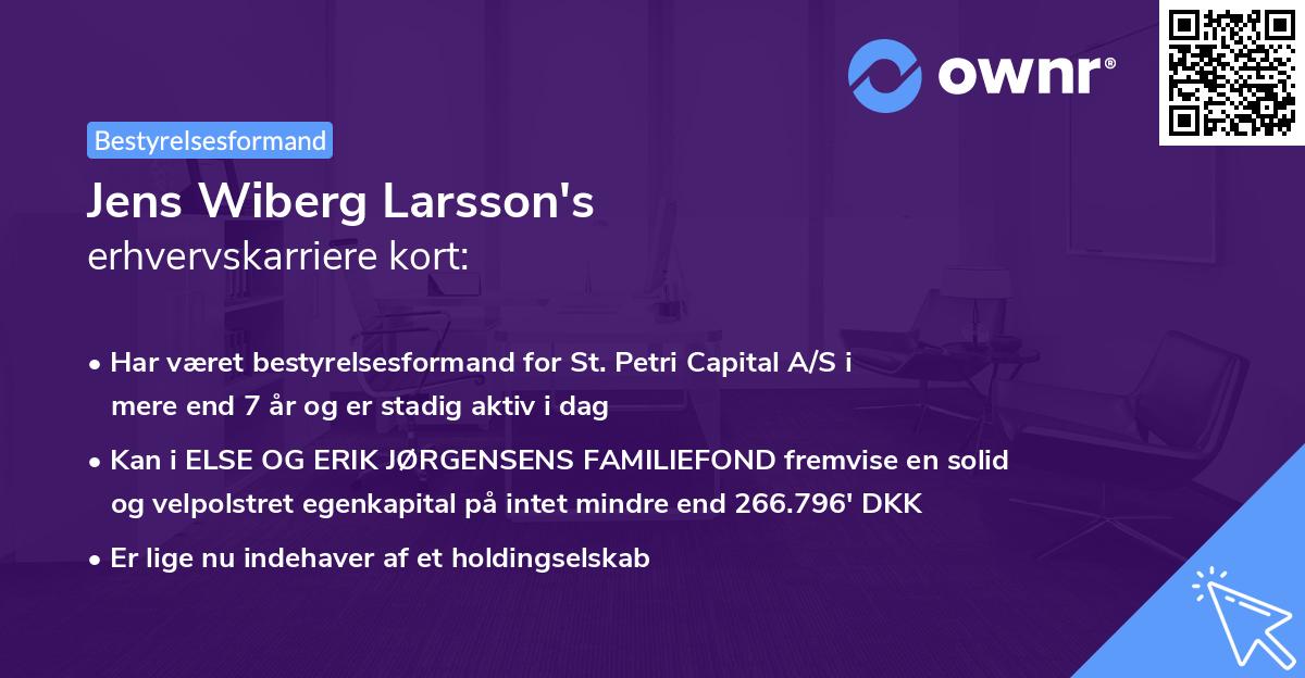 Jens Wiberg Larsson's erhvervskarriere kort