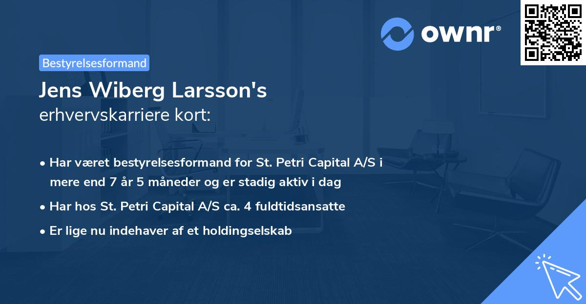 Jens Wiberg Larsson's erhvervskarriere kort