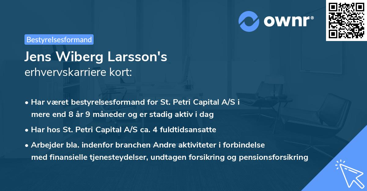 Jens Wiberg Larsson's erhvervskarriere kort