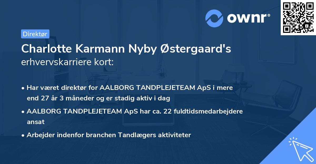 Charlotte Karmann Nyby Østergaard's erhvervskarriere kort