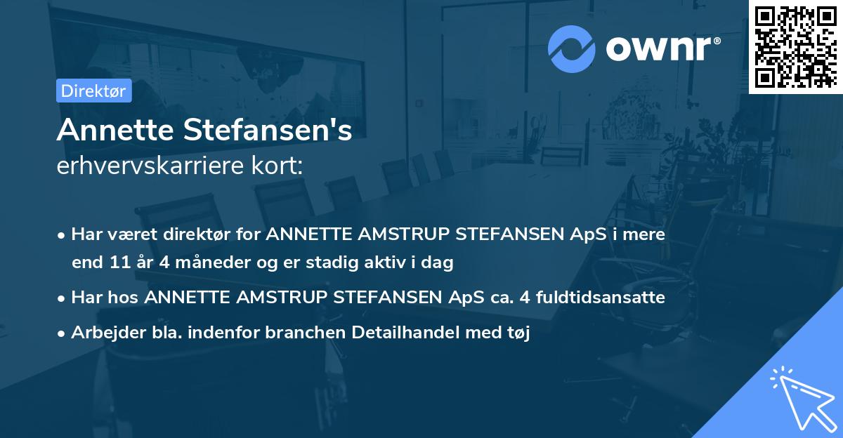 Annette Stefansen's erhvervskarriere kort