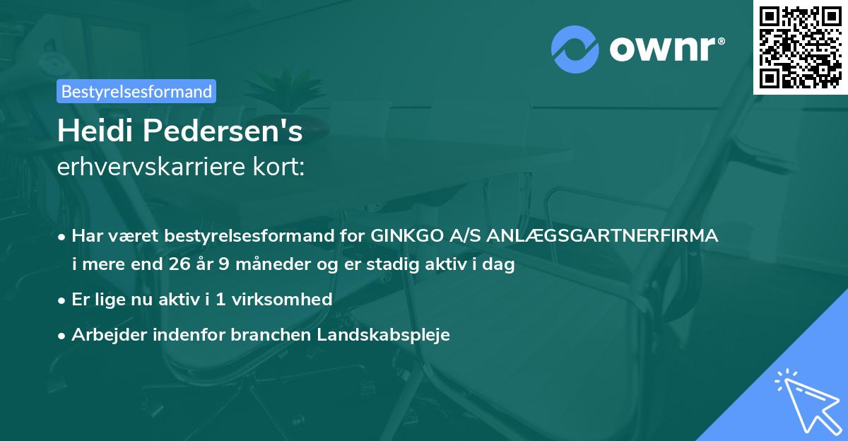 Heidi Pedersen's erhvervskarriere kort