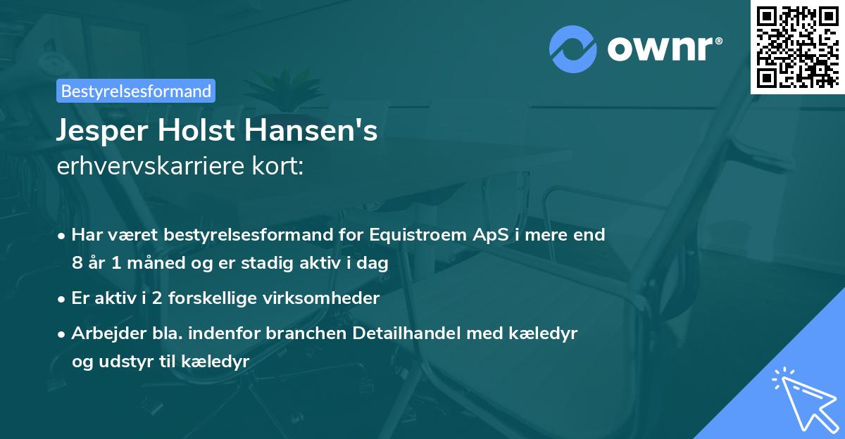 Jesper Holst Hansen's erhvervskarriere kort