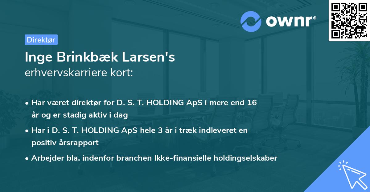 Inge Brinkbæk Larsen's erhvervskarriere kort