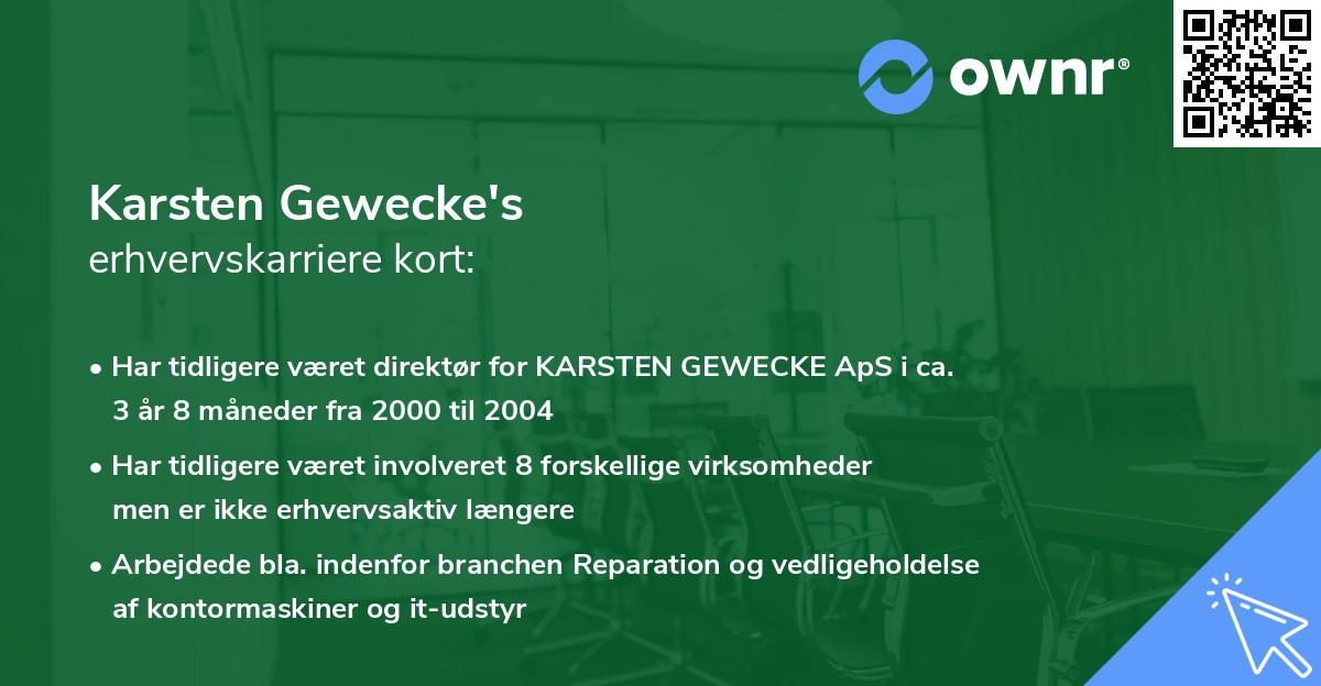 Karsten Gewecke's erhvervskarriere kort