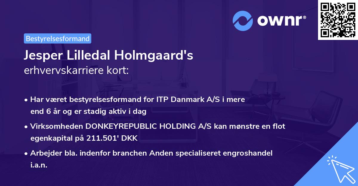 Jesper Lilledal Holmgaard's erhvervskarriere kort