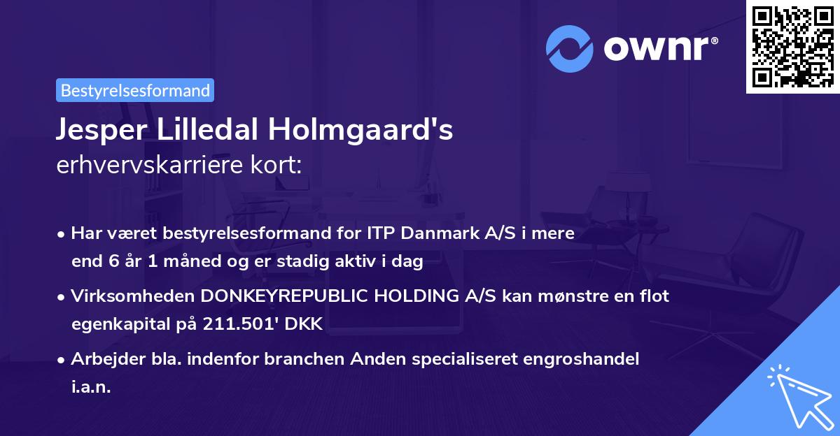 Jesper Lilledal Holmgaard's erhvervskarriere kort