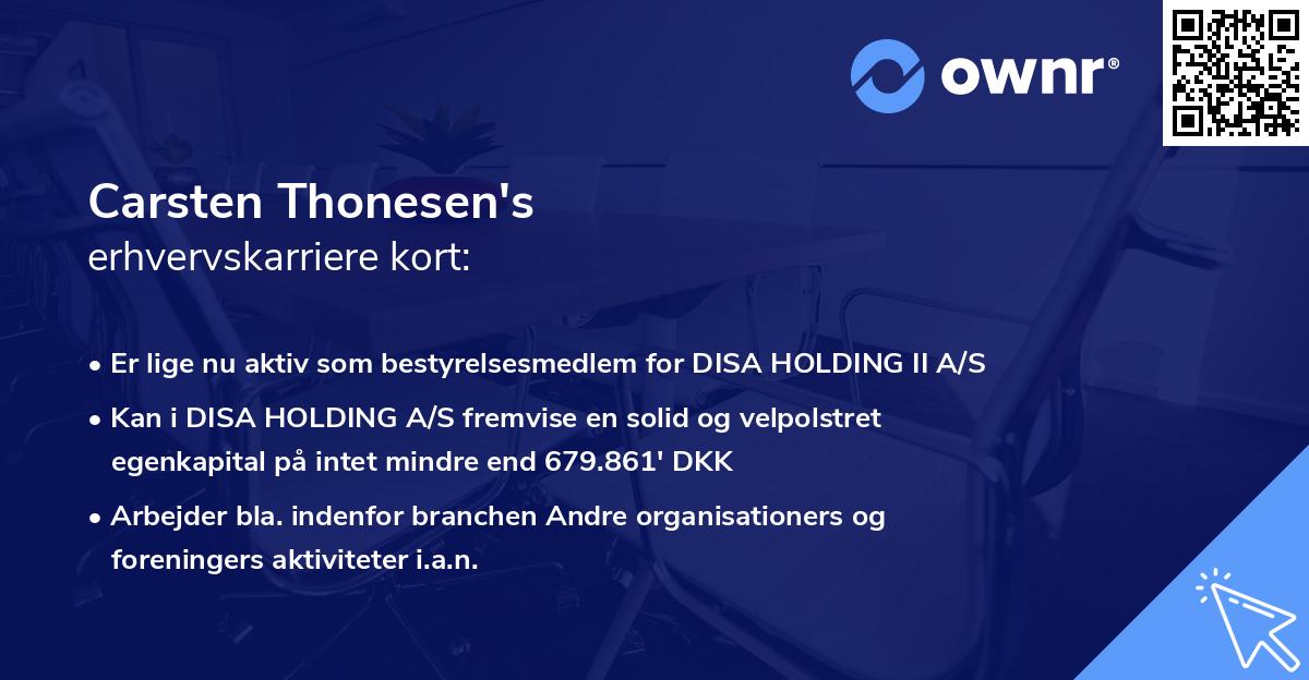 Carsten Thonesen's erhvervskarriere kort
