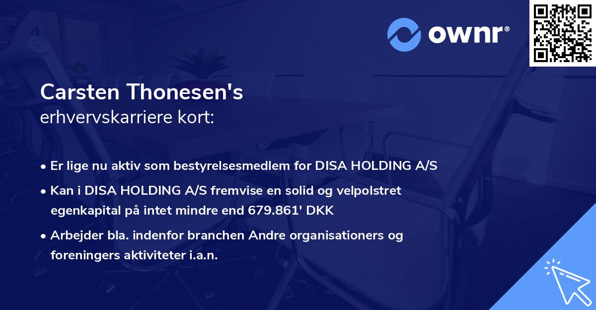 Carsten Thonesen's erhvervskarriere kort