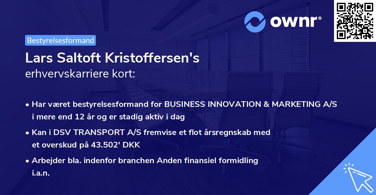 Lars Saltoft Kristoffersen's erhvervskarriere kort