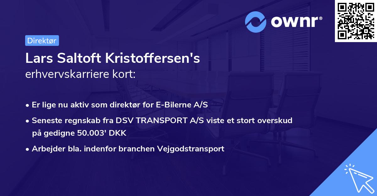 Lars Saltoft Kristoffersen's erhvervskarriere kort