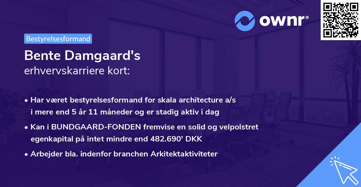 Bente Damgaard's erhvervskarriere kort