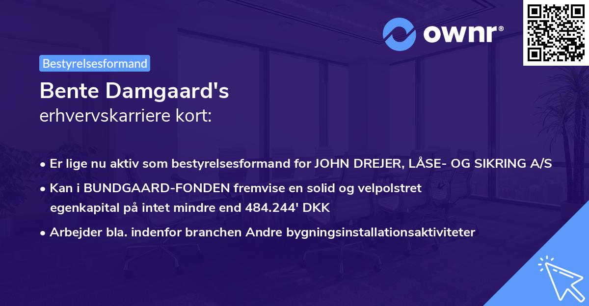 Bente Damgaard's erhvervskarriere kort