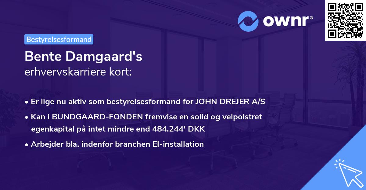 Bente Damgaard's erhvervskarriere kort