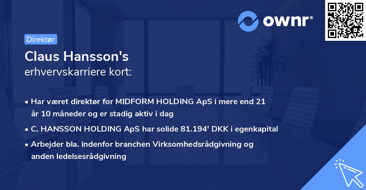 Claus Hansson's erhvervskarriere kort