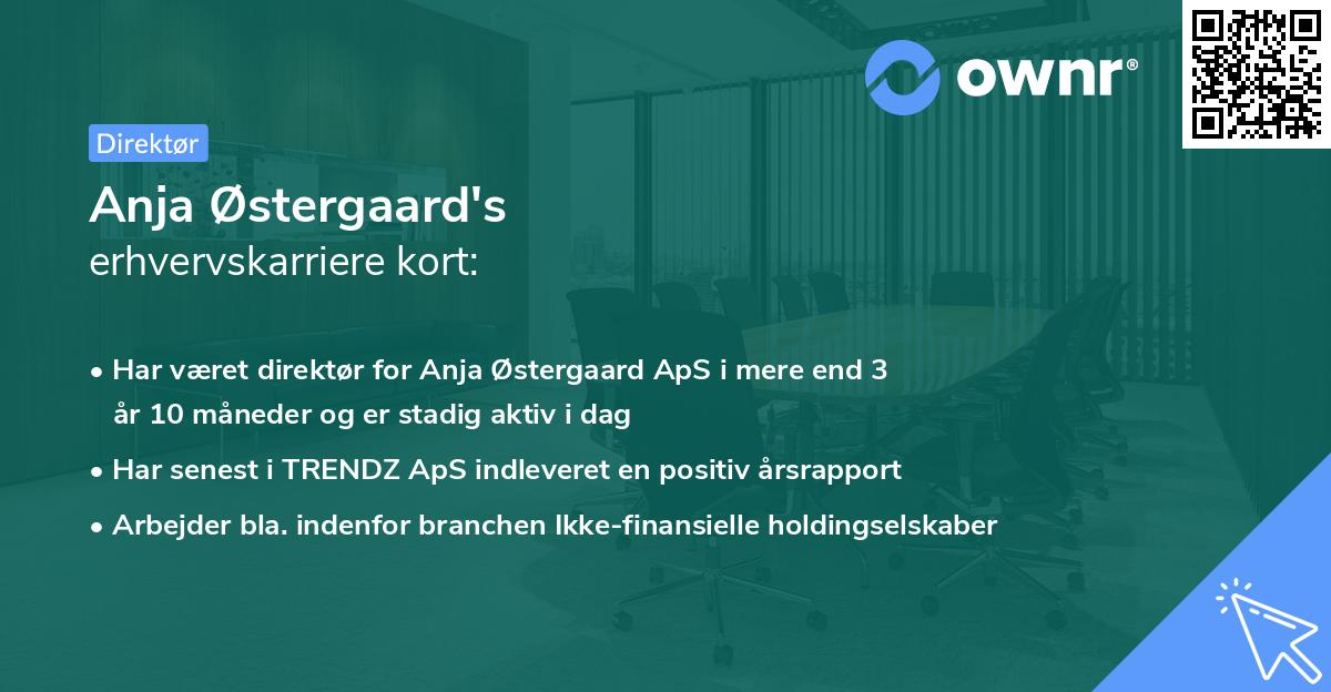 Anja Østergaard's erhvervskarriere kort