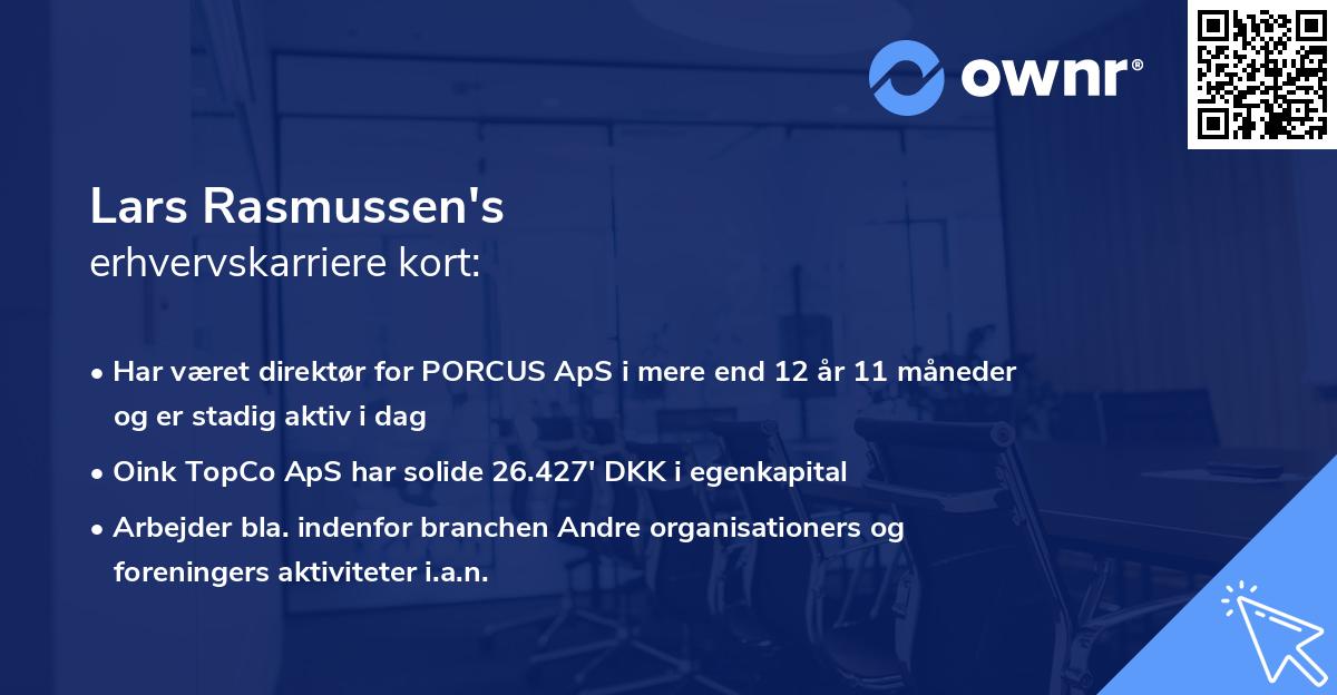 Lars Rasmussen's erhvervskarriere kort