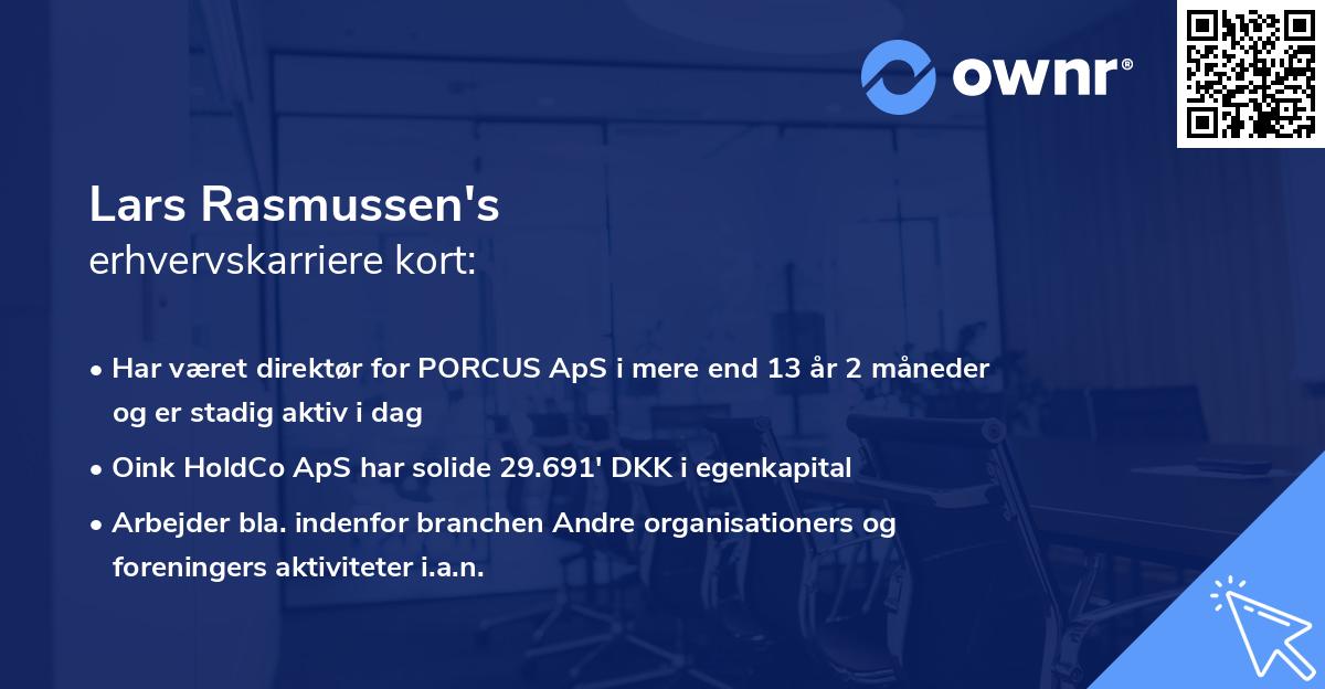 Lars Rasmussen's erhvervskarriere kort