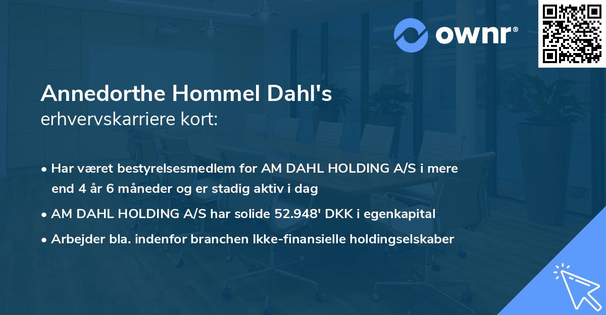 Annedorthe Hommel Dahl's erhvervskarriere kort