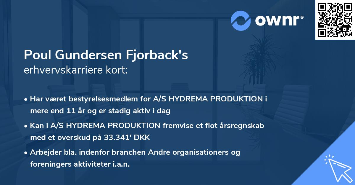Poul Gundersen Fjorback's erhvervskarriere kort