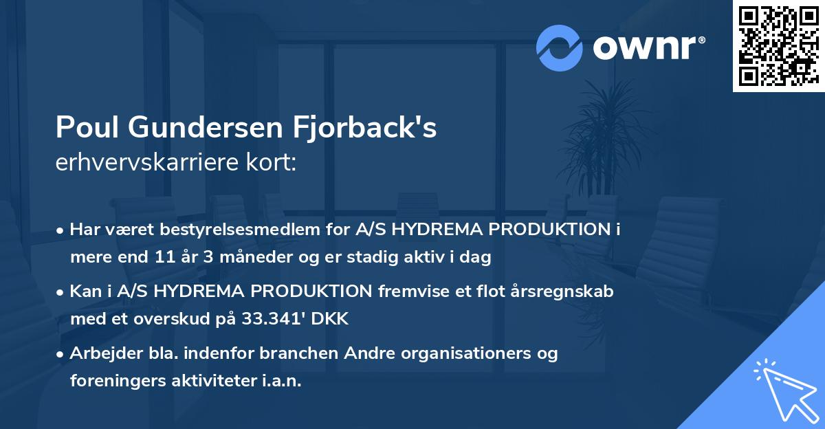 Poul Gundersen Fjorback's erhvervskarriere kort