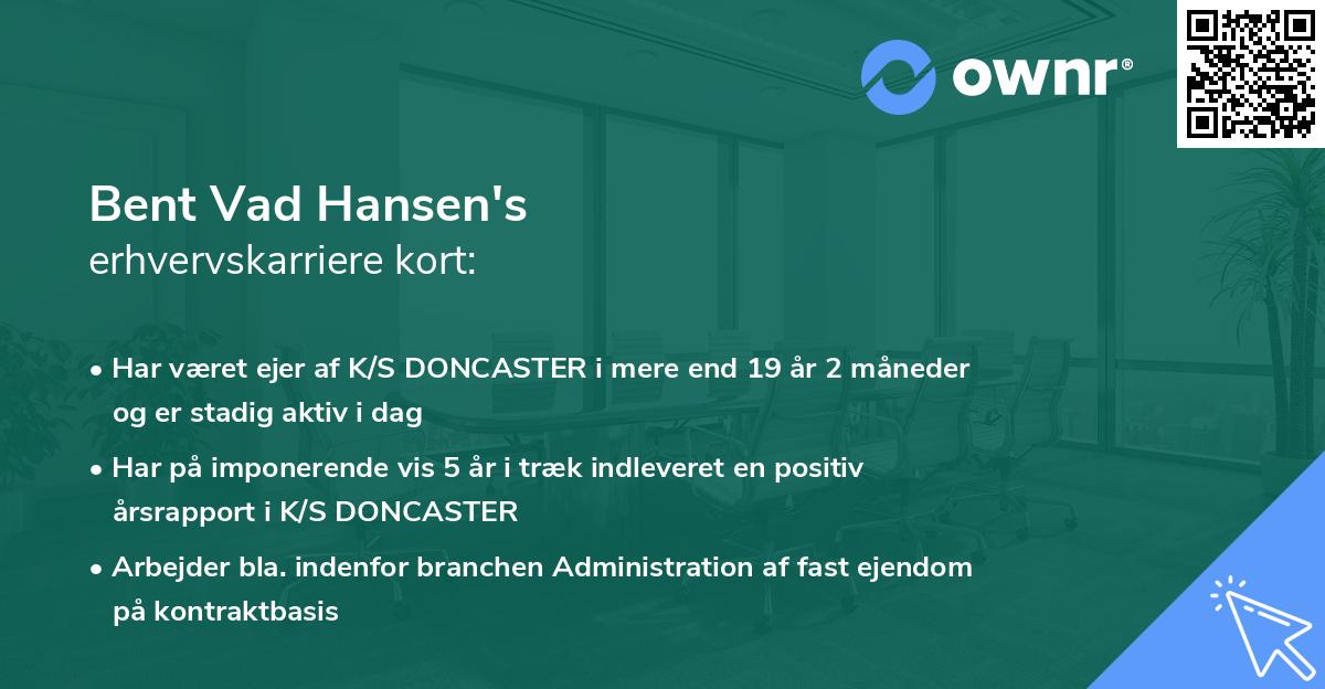 Bent Vad Hansen's erhvervskarriere kort