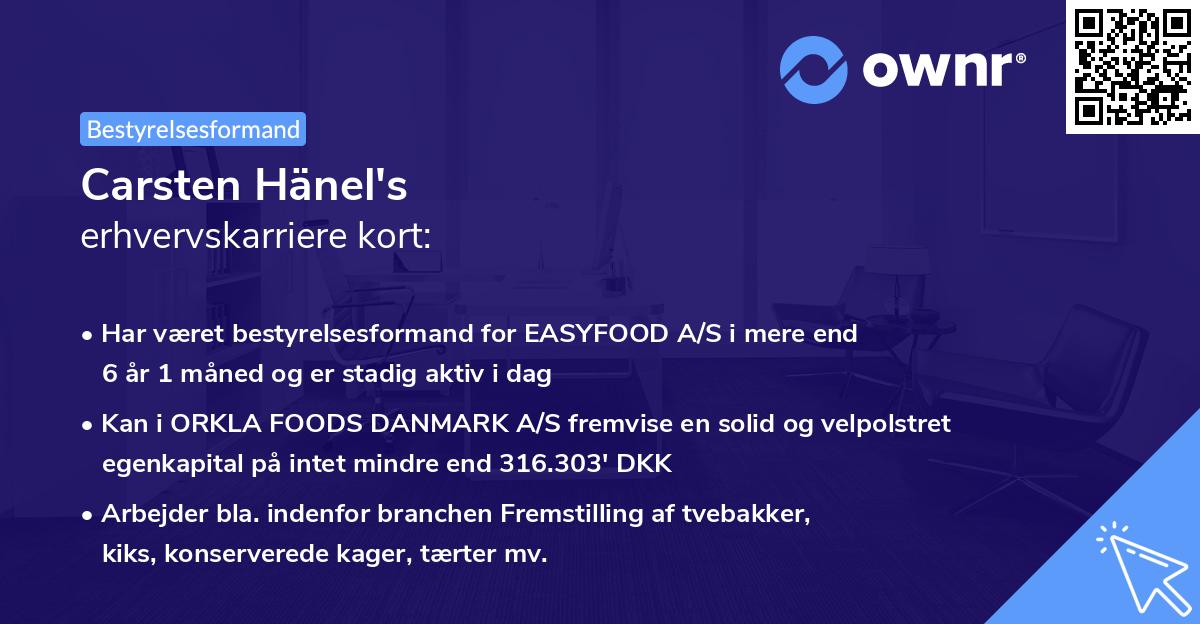 Carsten Hänel's erhvervskarriere kort