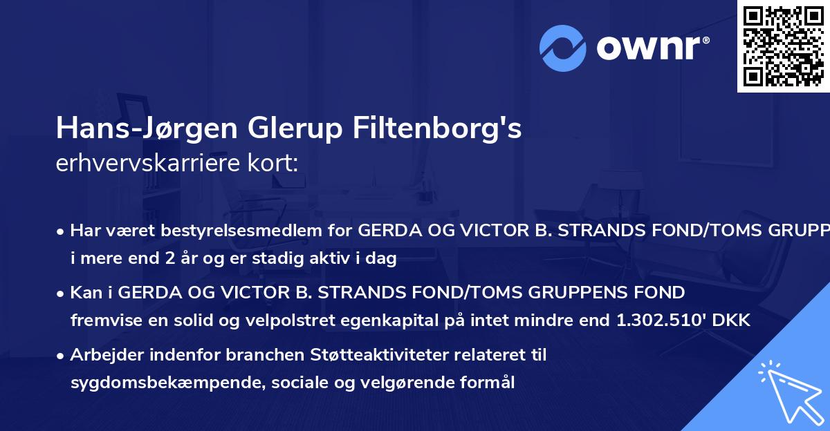 Hans-Jørgen Glerup Filtenborg's erhvervskarriere kort