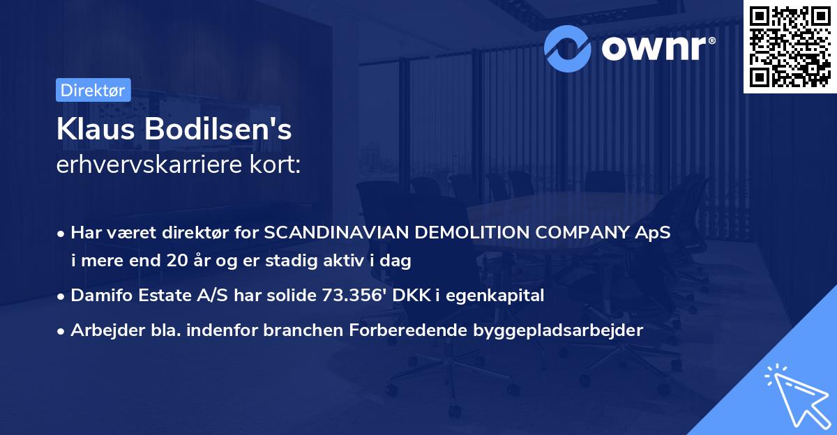 Klaus Bodilsen's erhvervskarriere kort