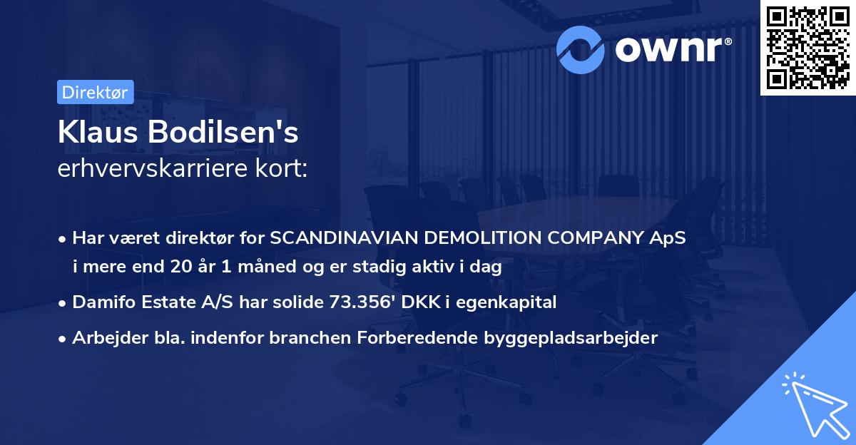 Klaus Bodilsen's erhvervskarriere kort
