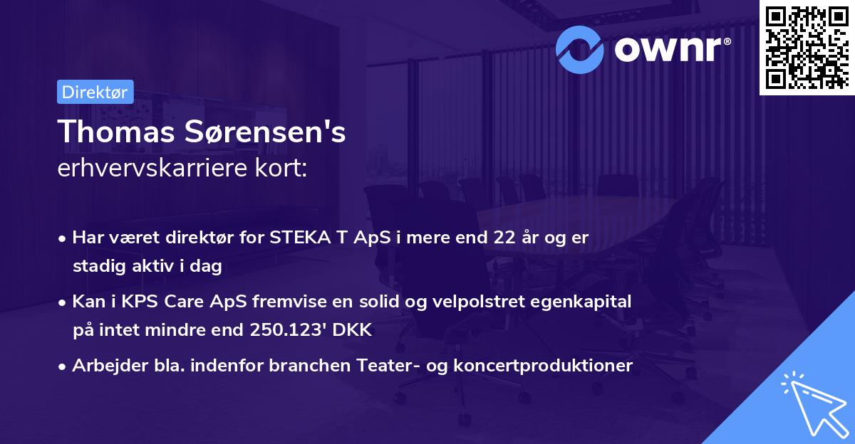 Thomas Sørensen's erhvervskarriere kort