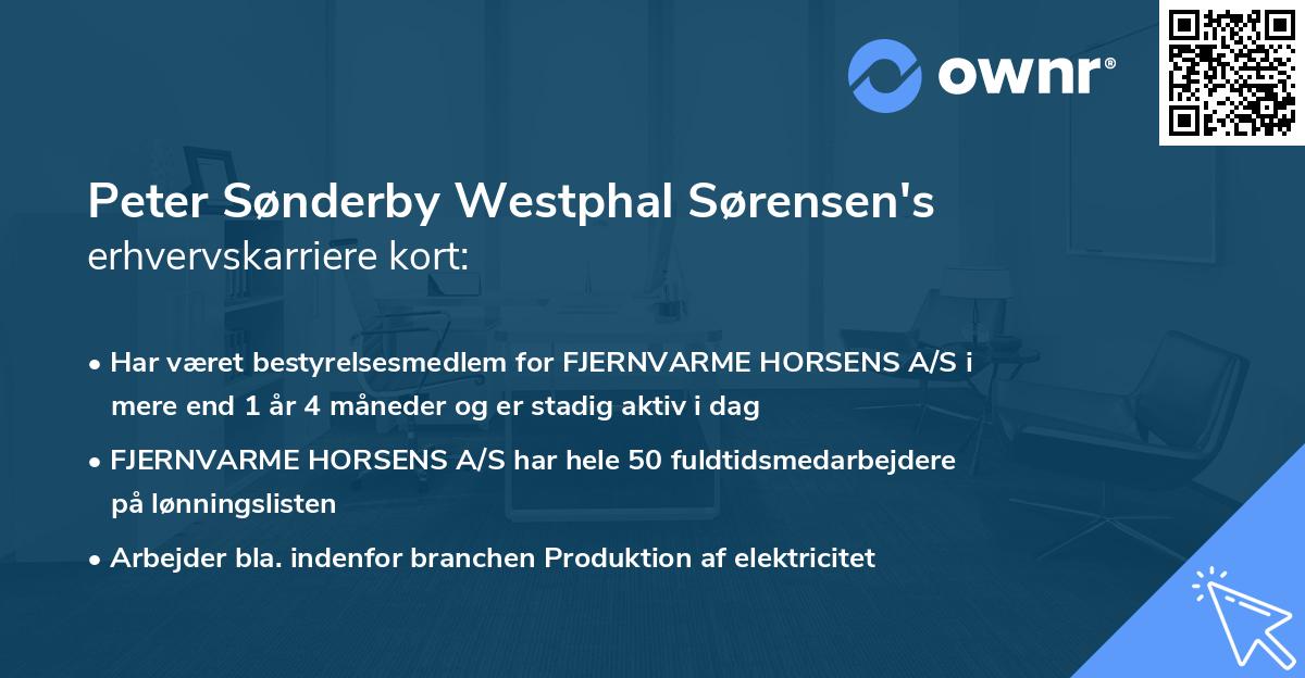 Peter Sønderby Westphal Sørensen's erhvervskarriere kort