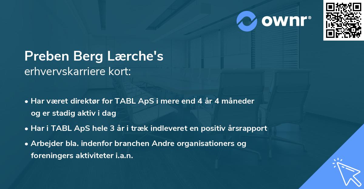 Preben Berg Lærche's erhvervskarriere kort