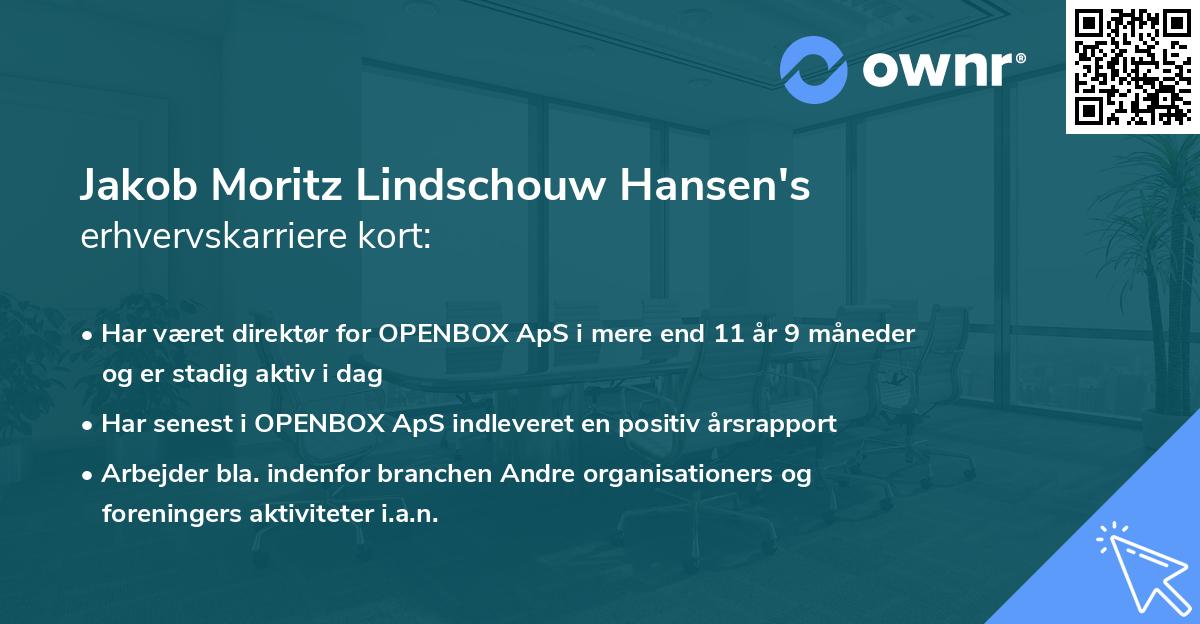 Jakob Moritz Lindschouw Hansen's erhvervskarriere kort