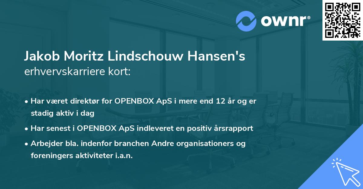 Jakob Moritz Lindschouw Hansen's erhvervskarriere kort