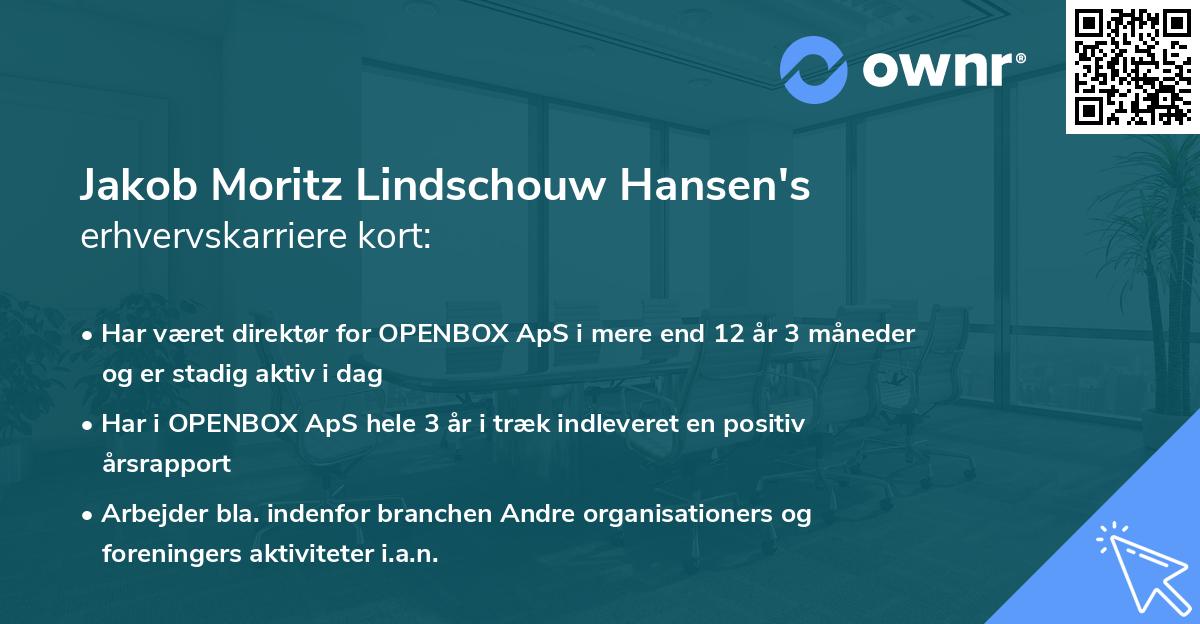 Jakob Moritz Lindschouw Hansen's erhvervskarriere kort