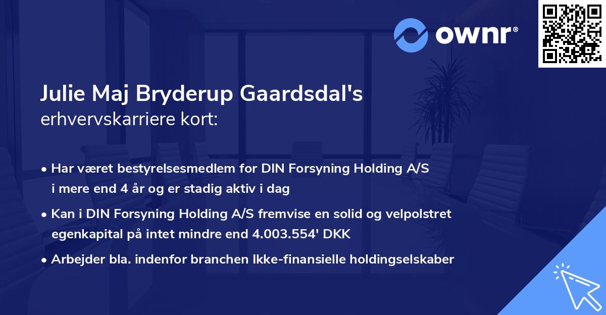 Julie Maj Bryderup Gaardsdal's erhvervskarriere kort