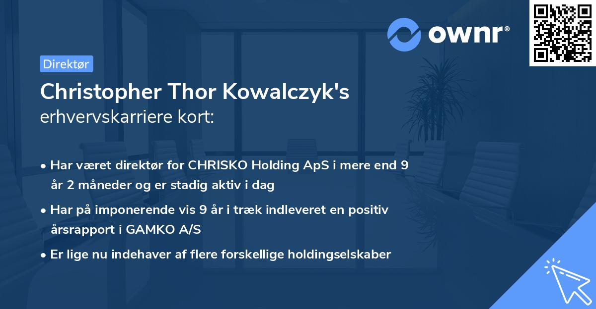 Christopher Thor Kowalczyk's erhvervskarriere kort