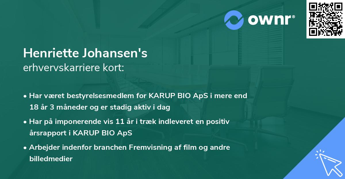Henriette Johansen's erhvervskarriere kort