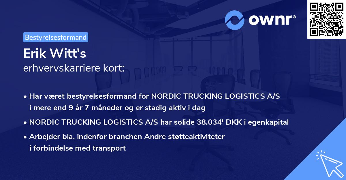 Erik Witt's erhvervskarriere kort
