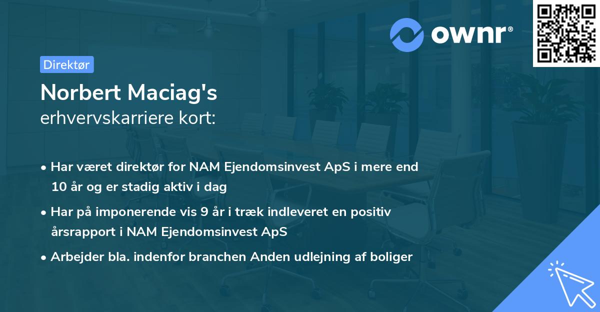 Norbert Maciag's erhvervskarriere kort
