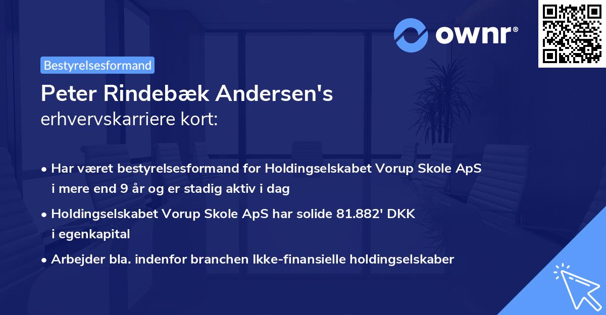 Peter Rindebæk Andersen's erhvervskarriere kort