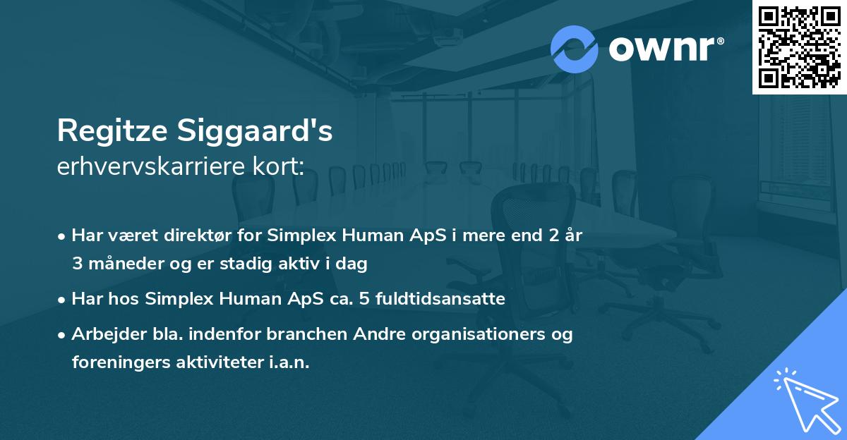 Regitze Siggaard's erhvervskarriere kort