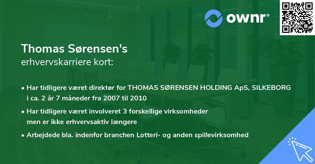 Thomas Sørensen's erhvervskarriere kort